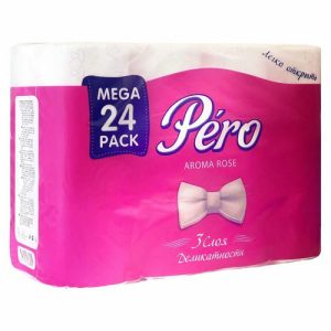 Туалетная бумага Pero Rose 3 слоя 24 шт 16.3 м с втулкой белая, ароматизированная