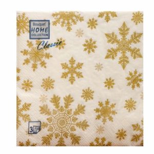 Салфетки Home Collection Classic Золотые снежинки 20 шт 3 слоя 33х33 см