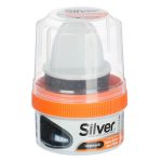 SILVER Крем-блеск для обуви, банка с губкой, 50мл, черный