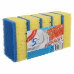 Набор губок для мытья посуды, 5 шт, 10,7 x 6,5 x 3,5 см, коралл