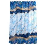 BY Шторка для ванной, полиэстер, 180x200см, 12 колец метал/бусины, Эквилиб, 3 цв. мрамор