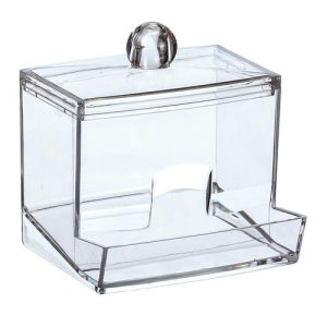 Подставка для ватных палочек пластмассовая 9х8х9см, прозрачный