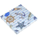 Салфетки бумажные 33х33см "Лилия", 2-х слойные, 20 штук в упаковке, Морская прогулка