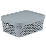 Stockholm Корзина для хранения пластмассовая 10л, 36х27,5х13,9см, с крышкой, серый шторм