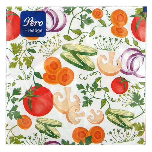 Салфетки бумажные 33х33см "Pero Prestige", 3-х слойные, 20 штук в упаковке, Супчик — изображение 2
