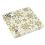 Салфетки 33х33, 3слоя, 20л, Bouquet Home Collection Classic, "Золотые снежинки на бежевом"