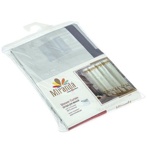 Miranda Штора для ванной тканевая 180х200см "Ликия, серый", 100% п/э