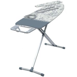 Гладильная доска "Ника 10+" тефлон/металл 122х40см металл эл/удлин моноблок с серыми цветами