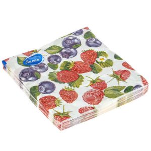 Салфетки бумажные 33х33см "Лилия", 2-х слойные, 20 штук в упаковке, "Ягодный фреш"