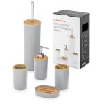 Набор аксессуаров д/ванной комнаты "Бамбук" 16х10,5х26,5см 5 пр серый