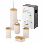 Набор аксессуаров д/ванной комнаты "Бамбук" 16х10,5х26,5см 5 пр бежевый