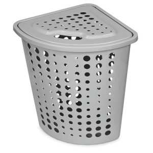 Корзина пл д/белья угловая 45,0л "Молетта" пыльно-серый с/кр 50,8х40,2х55,4см