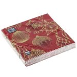 Салфетки 33х33, 3слоя, 20л, Bouquet Home Collection Classic, "Золотые украшения на красном"