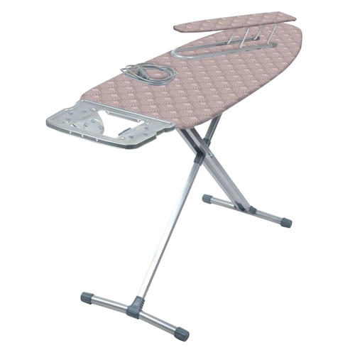 Гладильная доска "Ника 10+" тефлон/металл 122х40см металл эл/удлин моноблок с ракушками пудровый