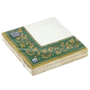 Салфетки 20л, Bouquet Home Collection Classic, 3хсл., "Золотые узоры зеленый фон"