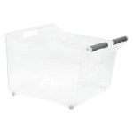 Контейнер хозяйственный для хранения пластмассовый 23л, 38х38х26см, на колесах, с ручкой