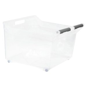 Контейнер хозяйственный для хранения пластмассовый 23л, 38х38х26см, на колесах, с ручкой