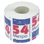 Туалетная бумага 1-слойная "54 метра" 54м, облагороженная макулатура, белый, Comfy