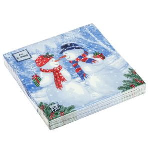 Салфетки Art Bouquet 33*33, 3хсл, 20л. "Снеговики с подарками"