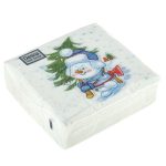 Салфетки 24*24 1сл 40шт Desna Design "Снеговичок с елкой"
