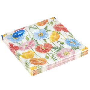 Салфетки бумажные 33х33см "Лилия", 2-х слойные, 20 штук в упаковке, "Лето"