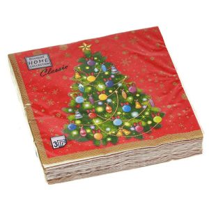 Салфетки 20л, Bouquet Home Collection Classic, 3хсл., "Новогодняя ель на красном"
