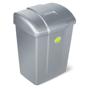 Ведро для мусора с плавающей крышкой пластмассовое "Форте" 13л, 28х22х37см, серебро