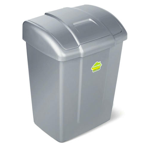 Ведро для мусора с плавающей крышкой пластмассовое "Форте" 13л, 28х22х37см, серебро