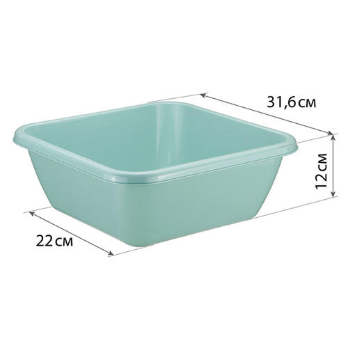 Таз пластмассовый 8л 31х31х12см, квадратный, морская волна — изображение 2
