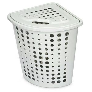 Корзина пл д/белья угловая 45,0л "Молетта" светло-серый с/кр 50,8х40,2х55,4см