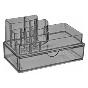 Органайзер для косметики пластмассовый 9 отделений, 18х10х10,5см, прозрачный, Econova