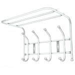 Вешалка настенная д/одеж с полкой 4крюч 40,3х26,8х23,8см, матовый белый, мет