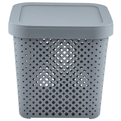 Stockholm Корзина для хранения пластмассовая 20л, 31х31х30см, с крышкой, серый шторм — изображение 2