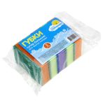 Губка д/посуды "Чисто Солнышко" СУПЕР больш 5шт 9,5х7х2,7см, поролон, абразивная фибра