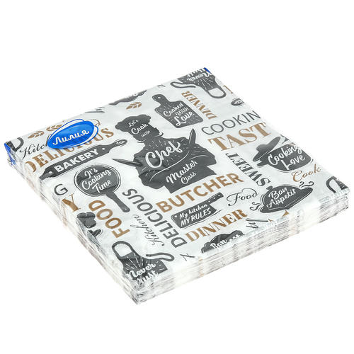 Салфетки бумажные 33х33см "Лилия", 2-х слойные, 20 штук в упаковке, "Шеф"