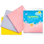 Салфетка "Чисто Солнышко" 30х34см, вискоза, универсальная, 3 штуки в упаковке