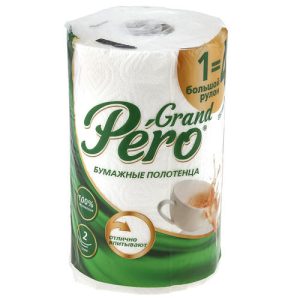 Полотенце бумажное 2-х слойное "Grand Pero" 1 рулон, 44м, размер листа 23х12,5см, белый