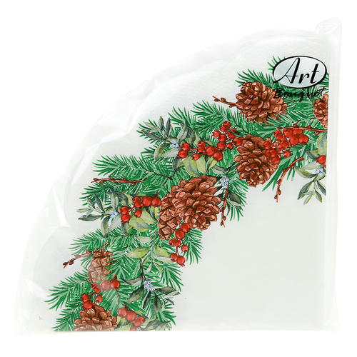 Салфетки Ф32см, 3 слоя, 12л Art Bouquet Rondo "Новогодний венок-3" — изображение 2