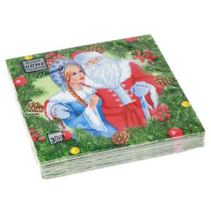 Салфетки 20л, Bouquet Home Collection Classic, 3хсл., "Дед Мороз и Снегурочка" 33х33