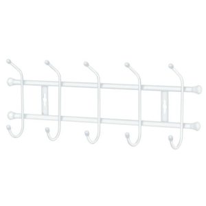Вешалка для одежды металлическая 5 крючков 48,4х18,8см, настенное крепление, матовый белый