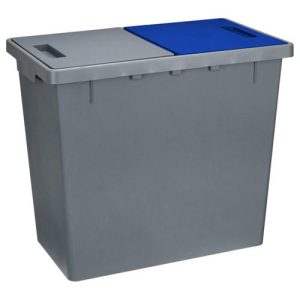 Ведро для мусора пластмассовое 40л - два отсека по 20л, 29х49х42см, серый