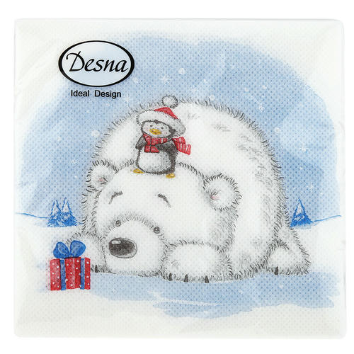 Салфетки 24*24 1сл 40шт Desna Design "Мишка и пингвин" — изображение 2