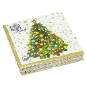 Салфетки 20л, Bouquet Home Collection Classic, 3хсл., "Новогодняя ель на белом"