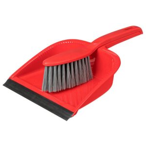 Комплект щетка-сметка с квадратным совком с кромкой "Rimo", пластик, красный, Idiland