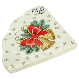 Салфетки Ф32см, 3 слоя, 12л Art Bouquet Rondo "Новогодние колокольчики"