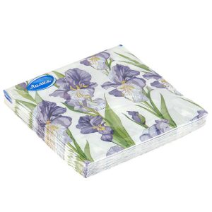 Салфетки бумажные 33х33см "Лилия", 2-х слойные, 20 штук в упаковке, "Магия ирисов"
