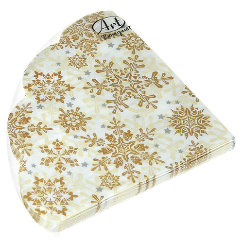 Салфетки Ф32см, 3 слоя, 12л Art Bouquet Rondo "Золотые снежинки на бежевом"