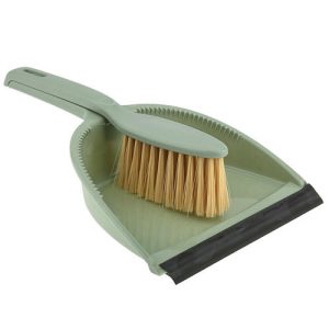 Комплект щетка-сметка с круглым совком с кромкой (зеленый флэк) Idiland