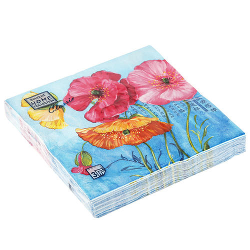 Салфетки 33*33, 3сл, 20шт Bouquet Home Collection Classic "Акварельные маки"