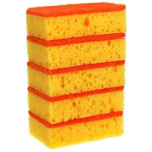 Губка для посуды "Коломбина" 10х7х3см, поролон, абразивная фибра, арома - цитрус, набор 5шт